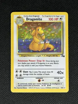 Dragonite Holo 4/62 Unlimited Card Fossil Pokemon Base Set 1999 - Image 1
