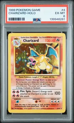 1999 POKEMON GAME #4 CHARIZARD-HOLO PSA 6 - Image 1