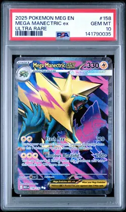 2025 POKEMON MEG EN-MEGA EVOLUTION ULTRA RARE #158 MEGA MANECTRIC EX PSA 10 - Image 1