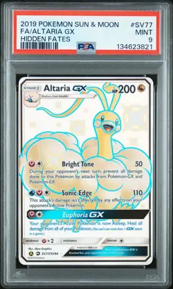 2019 POKEMON SUN & MOON HIDDEN FATES #SV77 FULL ART/ALTARIA GX PSA 9 - Image 1