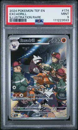 2024 POKEMON TEF EN-TEMPORAL FORCES ILLUSTRATION RARE #174 EXCADRILL PSA 9 - Image 1
