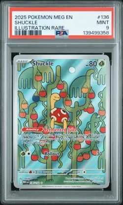 2025 POKEMON MEG EN-MEGA EVOLUTION ILLUSTRATION RARE #136 SHUCKLE PSA 9 - Image 1