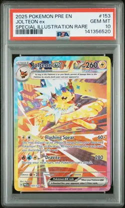 2025 POKEMON PRISMATIC EVOLUTIONS SPECIAL ILLUSTRATION RARE JOLTEON EX PSA 10 - Image 1