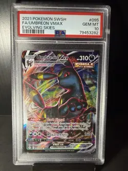UMBREON VMAX 2021 POKEMON SWORD & SHIELD EVOLVING SKIES #095 FULL ART PSA 10 - Image 1
