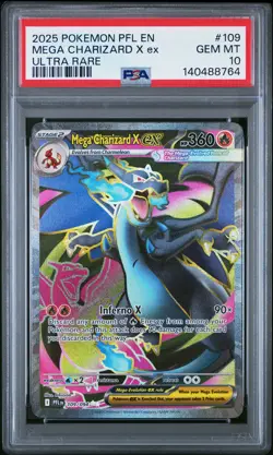 2025 Pokemon Pfl En Phantasmal Flames Mega Charizard X Ex Ultra RarePSA 10 #109 - Image 1