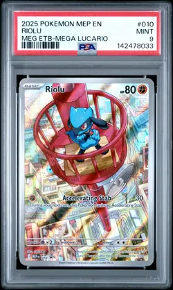 2025 POKEMON MEP EN-ME BLACK STAR PROMO #010 RIOLU PSA 9 - Image 1