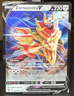 Pokemon Zamazenta V 105/172 Swsh09 Brilliant Stars Ultra Rare (Full Art) Holo - Image 1
