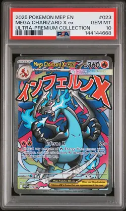 2025 POKEMON MEP EN-ME BLACK STAR PROMO #023 MEGA CHARIZARD X EX PSA 10 - Image 1