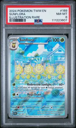 2024 POKEMON TWM EN-TWILIGHT MASQUERADE ILLUSTRATION RARE #169 SUNFLORA PSA 8 - Image 1
