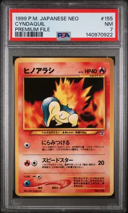 1999 POKEMON JAPANESE NEO PROMO PREMIUM FILE #155 CYNDAQUIL PSA 7 - Image 1