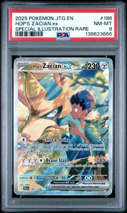 2025 POKEMON JOURNEY TOGETHER SPECIAL ILLUSTRATION RARE HOP'S ZACIAN EX PSA 8 - Image 1