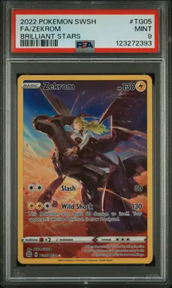2022 POKEMON SWORD & SHIELD BRILLIANT STARS #TG05 FULL ART/ZEKROM PSA 9 - Image 1