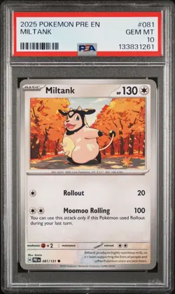 2025 POKEMON PRE EN-PRISMATIC EVOLUTIONS #081 MILTANK PSA 10 - Image 1