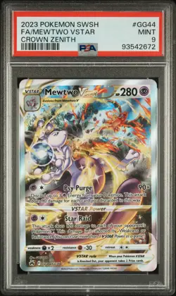 2023 POKEMON SWORD & SHIELD CROWN ZENITH #GG44 FULL ART/MEWTWO VSTAR PSA 9 - Image 1