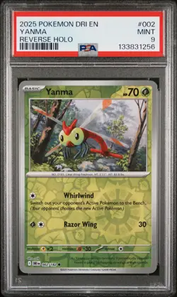 2025 POKEMON DRI EN-DESTINED RIVALS REVERSE HOLO #002 YANMA PSA 9 - Image 1