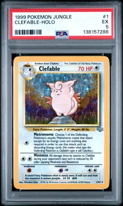 1999 POKEMON JUNGLE #1 CLEFABLE-HOLO PSA 5 - Image 1