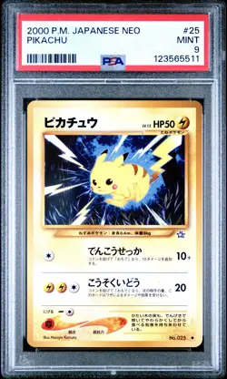 2000 POKEMON JAPANESE NEO #25 PIKACHU PSA 9 - Image 1