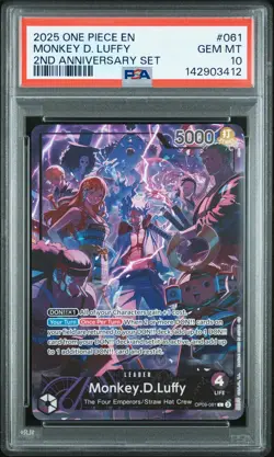 2025 ONE PIECE ENGLISH VERSION 2ND ANNIVERSARY SET #061 MONKEY D. LUFFY PSA 10 - Image 1