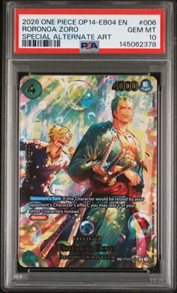 2026 ONE PIECE THE AZURE SEA'S SEVEN SPECIAL ALT ART #006 RORONOA ZORO PSA 10 - Image 1