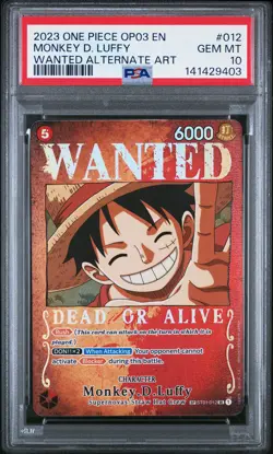 2023 ONE PIECE PILLARS OF STRENGTH WANTED ALT ART #012 MONKEY D. LUFFY PSA 10 - Image 1