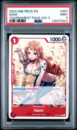 2023 ONE PIECE PROMOS TOURNAMENT PACK VOL.3 #007 NAMI PSA 9 - Image 1