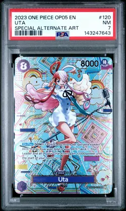 2023 ONE PIECE OP05-AWAKENING OF THE NEW ERA SPECIAL ALTERNATE ART UTA PSA 7 - Image 1