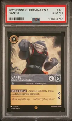 2023 DISNEY LORCANA EN 1-THE FIRST CHAPTER GANTU FEDERATION CAPTAIN PSA 10 - Image 1