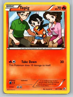 Tepig 25/113 Legendary Treasures Pokemon Card Fire Type Basic Take Down - Image 1