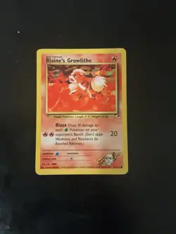 Pokemon Blaine’s Growlithe Vintage Card Gym Heroes #62/132 WotC 2000 - Image 1