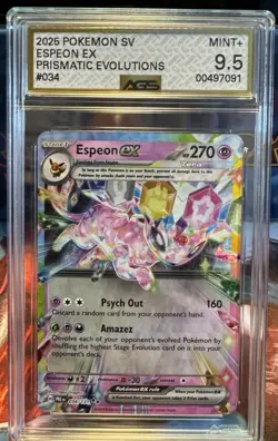 Pokemon Espeon EX TCG Prismatic Evolutions Holo Card 034/131 AGS Mint+ 9.5 - Image 1