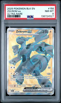 2025 POKEMON BLK EN-BLACK BOLT ULTRA RARE #158 ZEKROM EX PSA 8 - Image 1