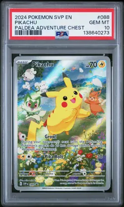 2024 POKEMON SVP EN-SV BLACK STAR PROMO PALDEA ADVENTURE CHEST PIKACHU PSA 10 - Image 1