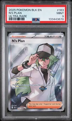 2025 POKEMON BLK EN-BLACK BOLT ULTRA RARE #163 N'S PLAN PSA 9 - Image 1