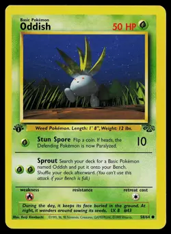 Pokemon Card Oddish 58/64 Jungle 1st Edition - Image 1