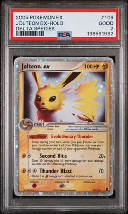 2005 POKEMON EX DELTA SPECIES #109 JOLTEON EX-HOLO PSA 2 - Image 1
