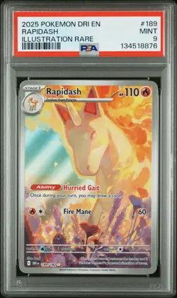 2025 POKEMON DRI EN-DESTINED RIVALS ILLUSTRATION RARE #189 RAPIDASH PSA 9 - Image 1