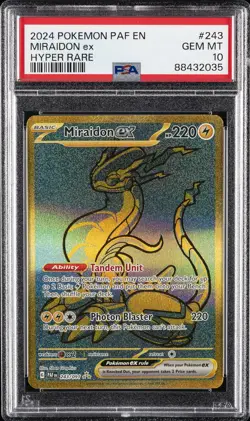 2024 POKEMON PAF EN-PALDEAN FATES HYPER RARE #243 MIRAIDON EX PSA 10 - Image 1
