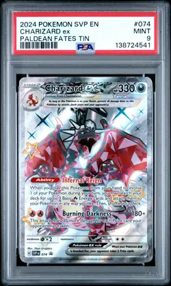 2024 POKEMON SVP EN-SV BLACK STAR PROMO PALDEAN FATES TIN CHARIZARD EX PSA 9 - Image 1