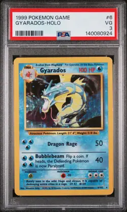 1999 POKEMON BASE SET UNLIMITED #6 GYARADOS-HOLO PSA 3 - Image 1