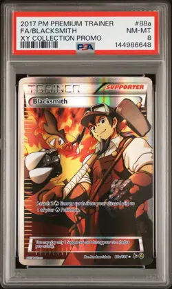 2017 POKEMON PREMIUM TRAINER XY COLLECTION PROMO #88A FULL ART/BLACKSMITH PSA 8 - Image 1
