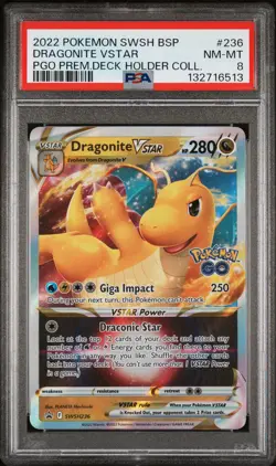 2022 POKEMON SWSH BLACK STAR PROMO #236 DRAGONITE VSTAR PSA 8 - Image 1
