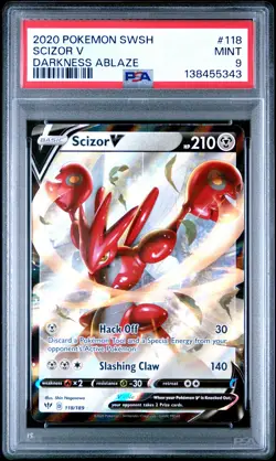 2020 POKEMON SWORD & SHIELD DARKNESS ABLAZE #118 SCIZOR V PSA 9 - Image 1