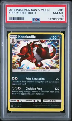 2017 POKEMON SUN & MOON #85 KROOKODILE-HOLO PSA 8 - Image 1