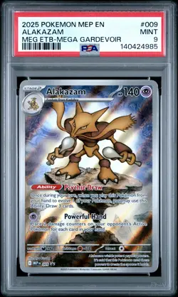 2025 POKEMON MEP EN-ME BLACK STAR PROMO #009 ALAKAZAM PSA 9 - Image 1