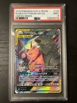Mega Sableye & Tyranitar GX Tag Team #126/236 Pokemon Unified Minds PSA 9 Mint - Image 1