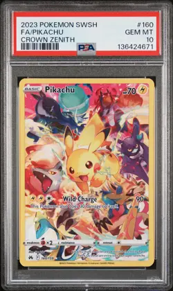 2023 POKEMON SWORD & SHIELD CROWN ZENITH #160 FULL ART/PIKACHU PSA 10 - Image 1
