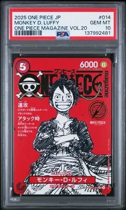 2025 ONE PIECE JPN PROMOS ONE PIECE MAGAZINE VOL.20 #014 MONKEY D. LUFFY PSA 10 - Image 1