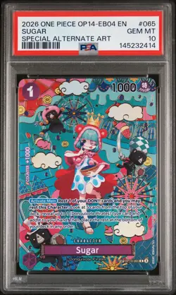 2026 ONE PIECE THE AZURE SEA'S SEVEN SPECIAL ALT ART #065 SUGAR PSA 10 - Image 1