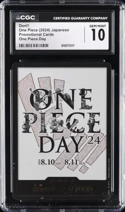 2024 ONE PIECE JAPANESE PROMO CARDS ONE PIECE DAY DON!! CGC 10 GEM MINT - Image 1