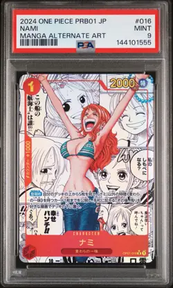 2024 ONE PIECE JAPANESE PRB01-PREMIUM BOOSTER MANGA ALT ART #016 NAMI PSA 9 - Image 1